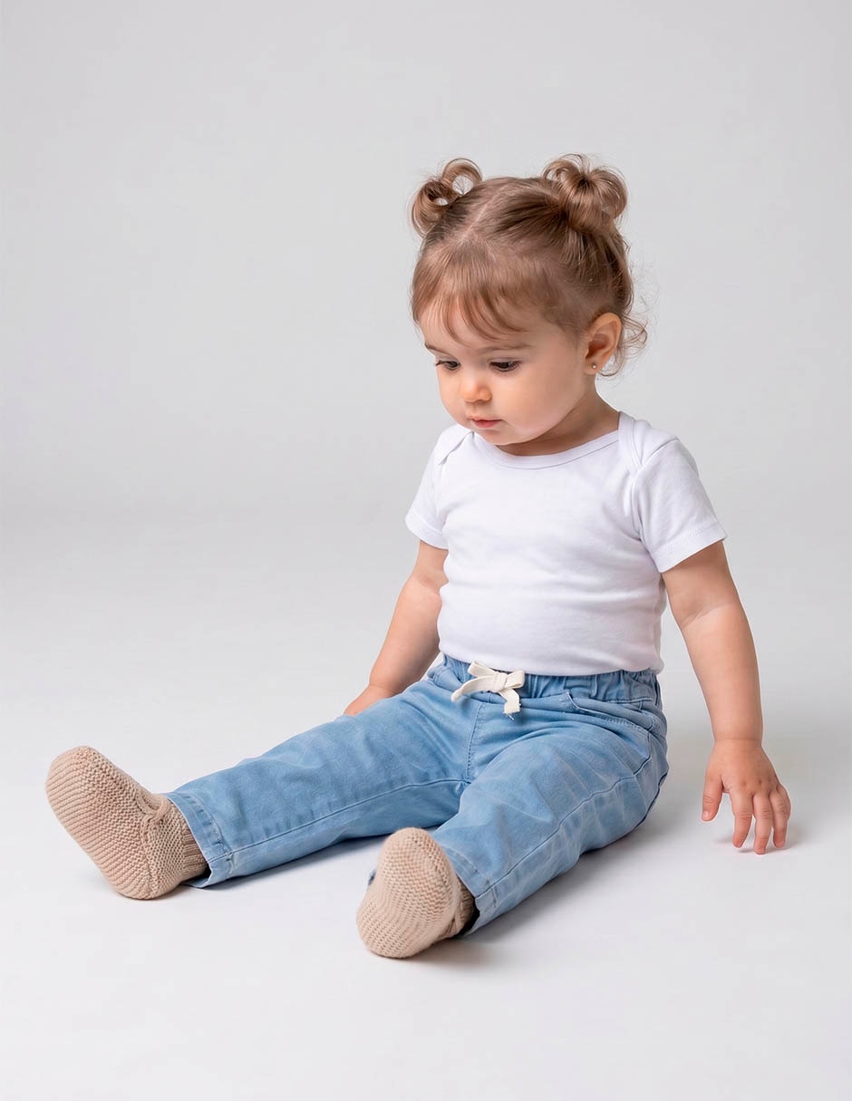 Jeans regular lavado para bebé niña Jeans regular lavado para bebé niña