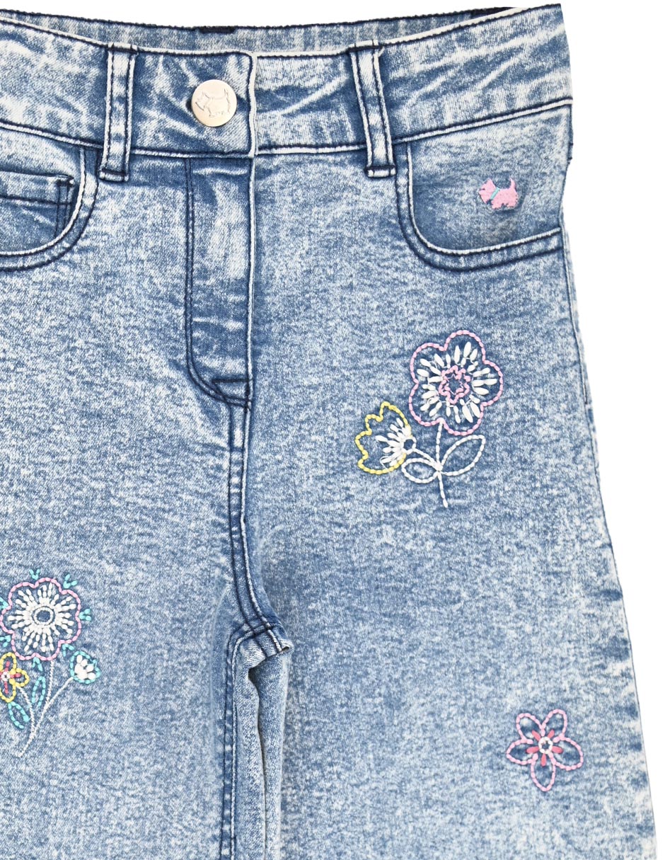 Jeans straight collage collage lavado deslavado para niña 2