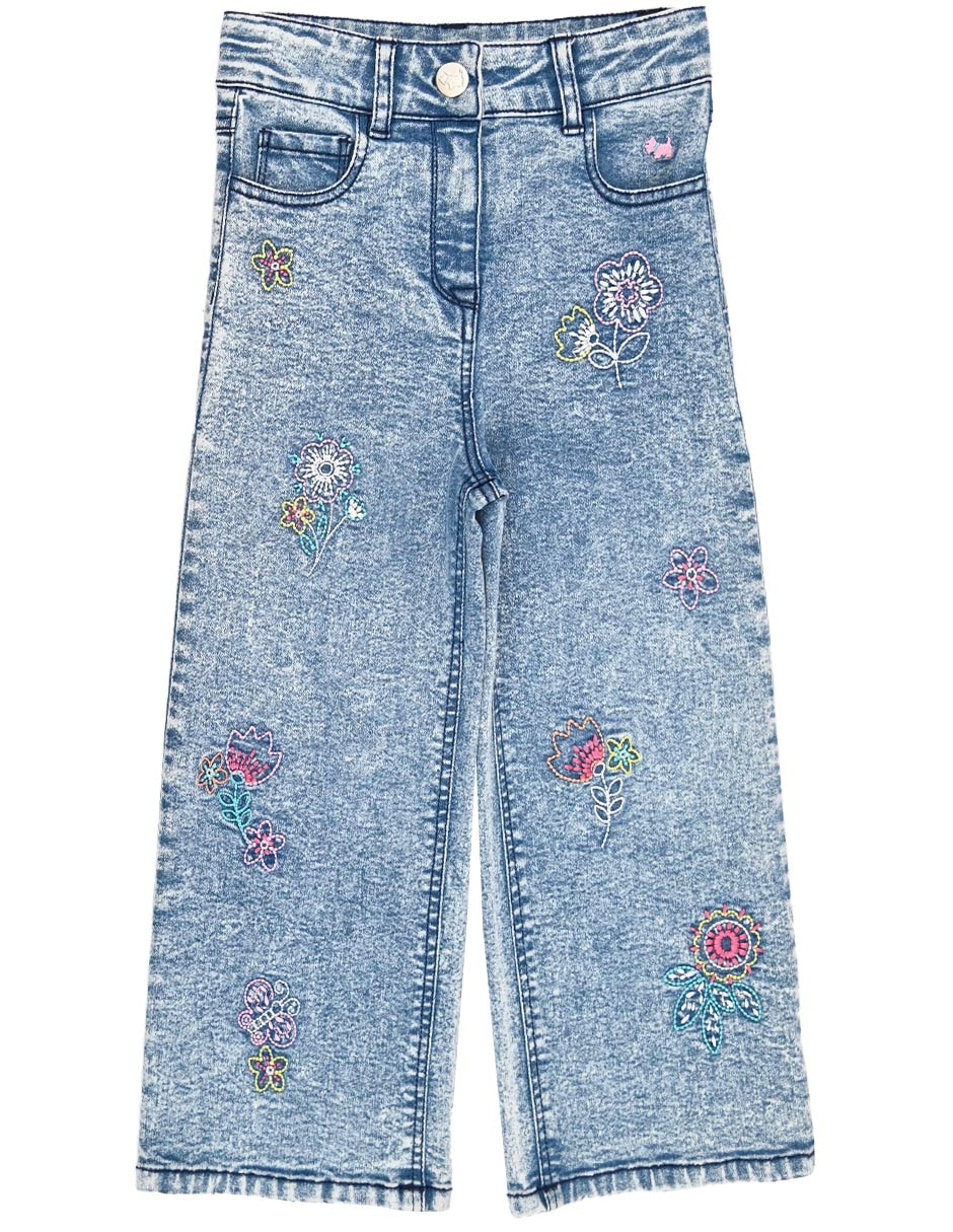 Jeans straight collage collage lavado deslavado para niña Jeans straight collage collage lavado deslavado para niña