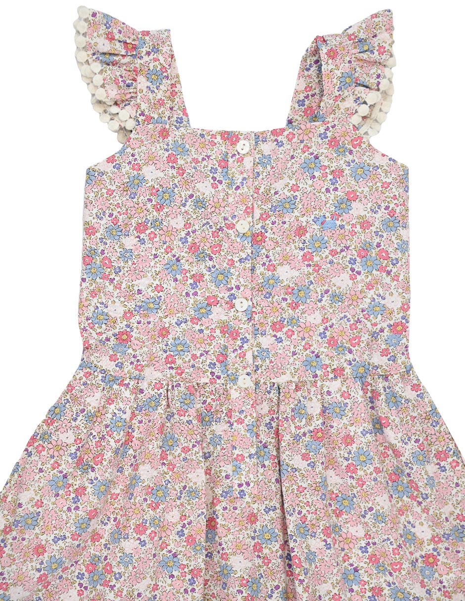 Vestido souci manga regular para niña 2