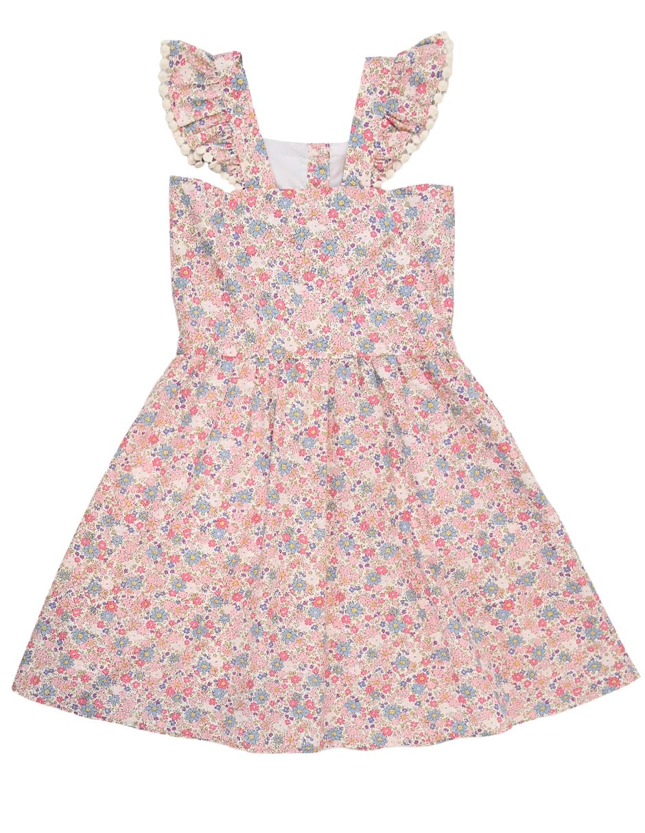 Vestido souci manga regular para niña 4