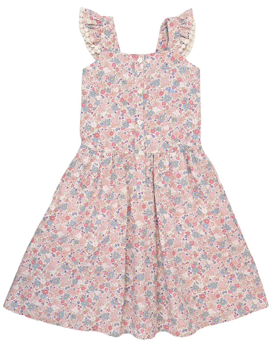 Vestido souci manga regular para niña Vestido souci manga regular para niña