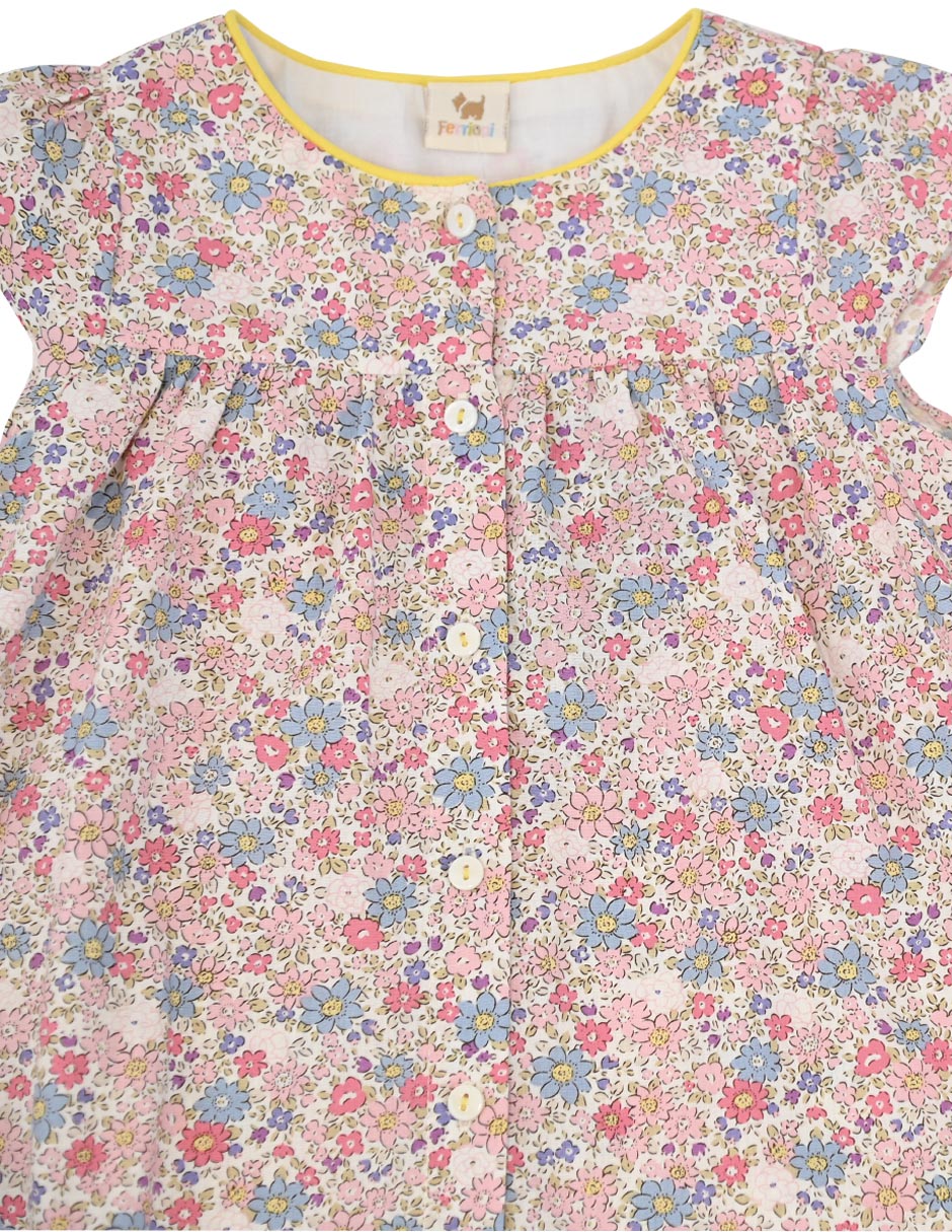 Vestido souci manga regular para niña 2