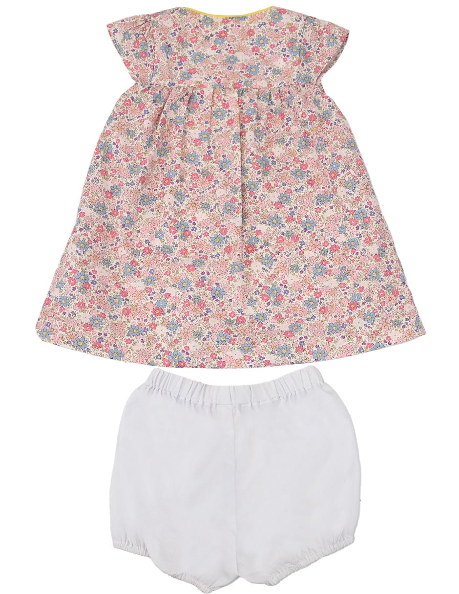 Vestido souci manga regular para niña 4