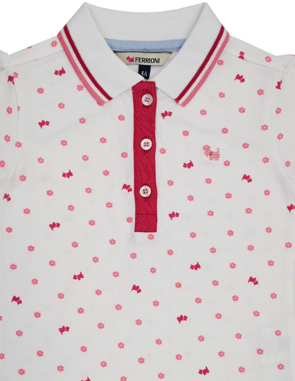 Playera tipo polo Floral de algodón para niña 4