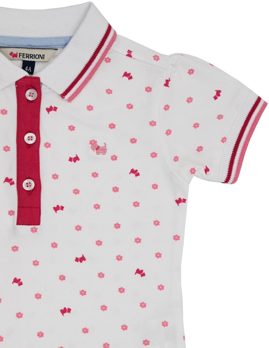 Playera tipo polo Floral de algodón para niña 2