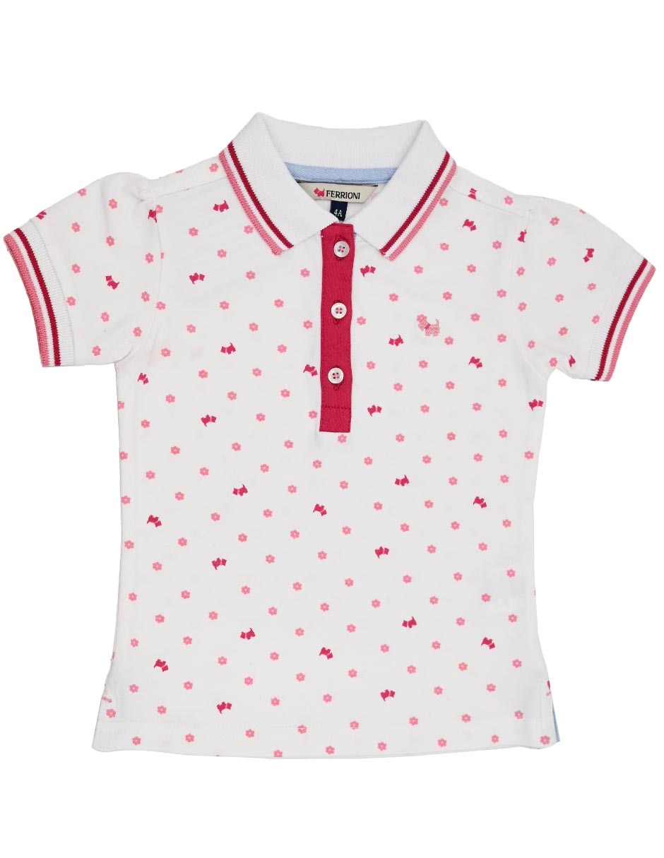 Playera tipo polo Floral de algodón para niña Playera tipo polo Floral de algodón para niña
