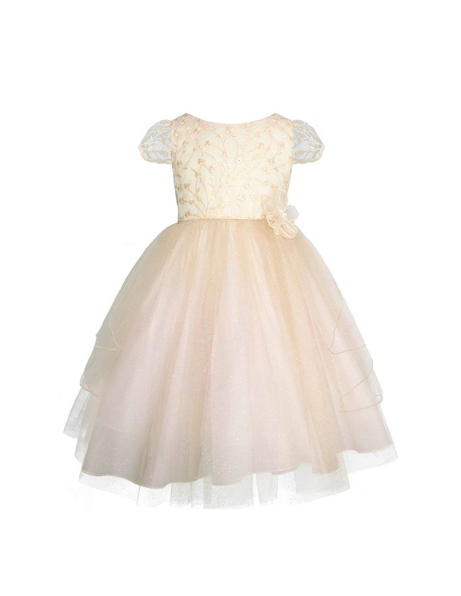 Vestido Fiesta manga corta para niña