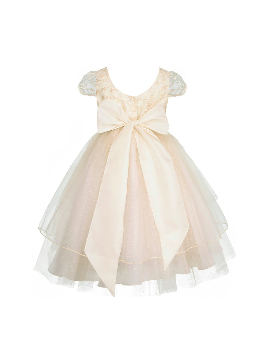 Vestido Fiesta manga corta para niña