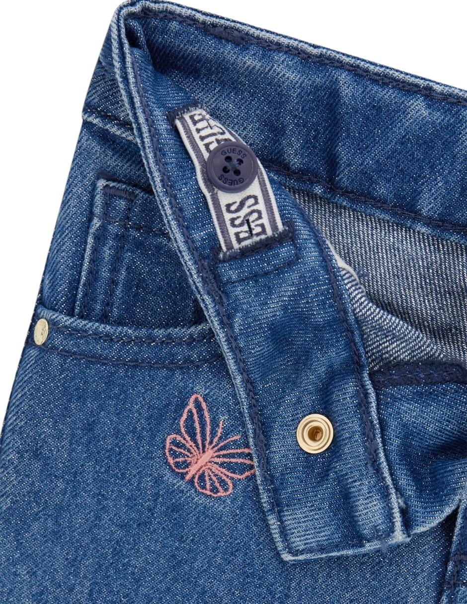 Jeans flare lavado obscuro para niña 4