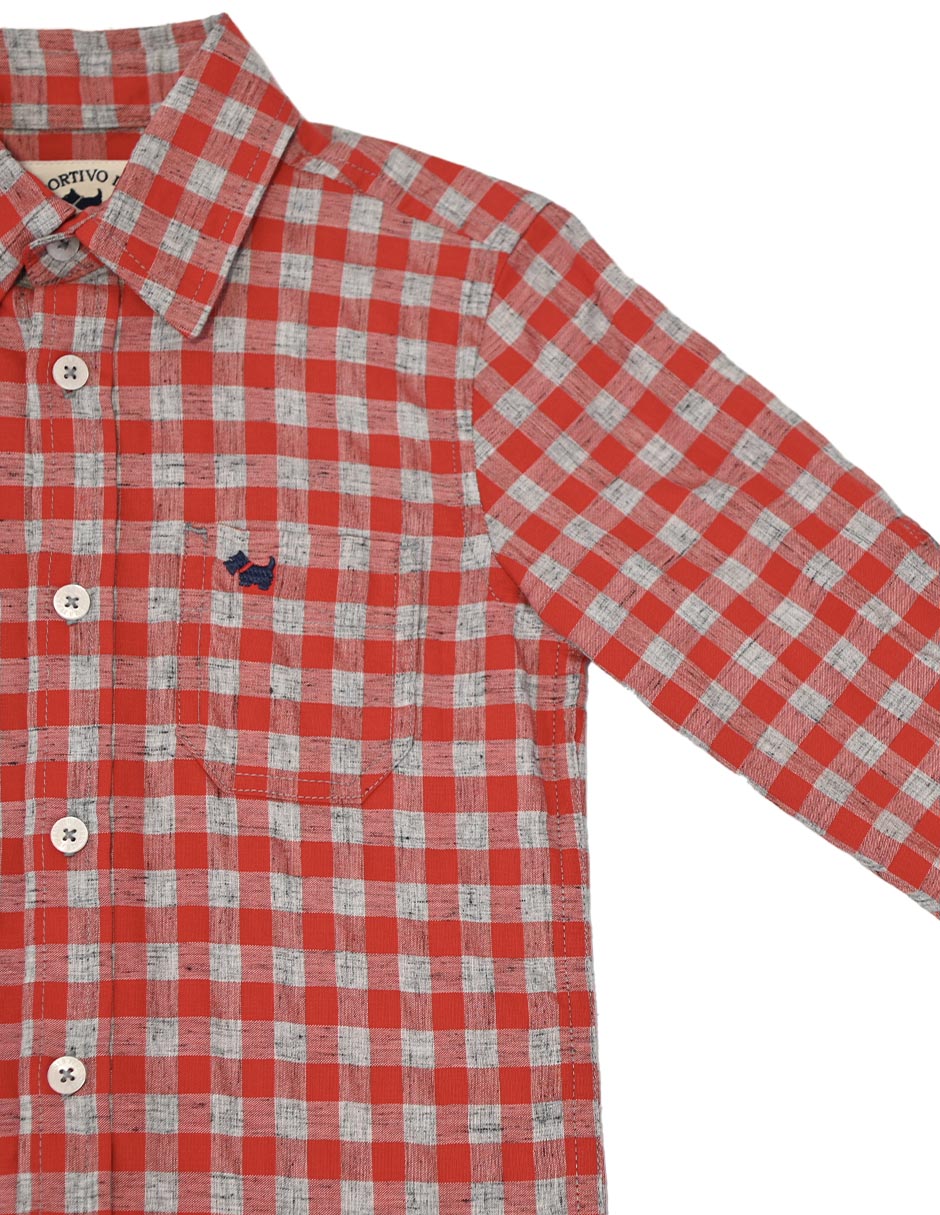 Camisa Menelao de algodón manga larga para niño