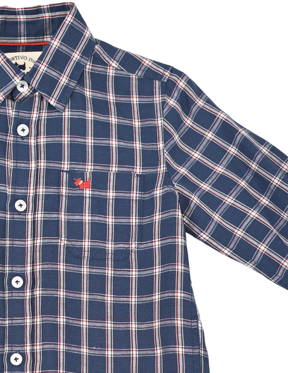 Camisa Teseo de algodón manga larga para niño