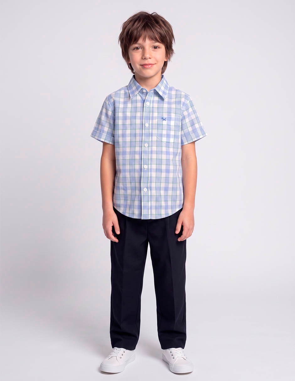 Camisa casual de algodón manga corta para niño Camisa casual de algodón manga corta para niño
