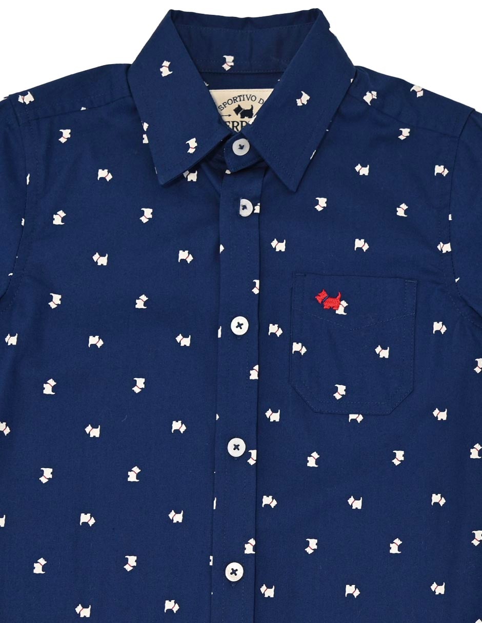 Camisa casual Cristof de algodón manga larga para bebé niño