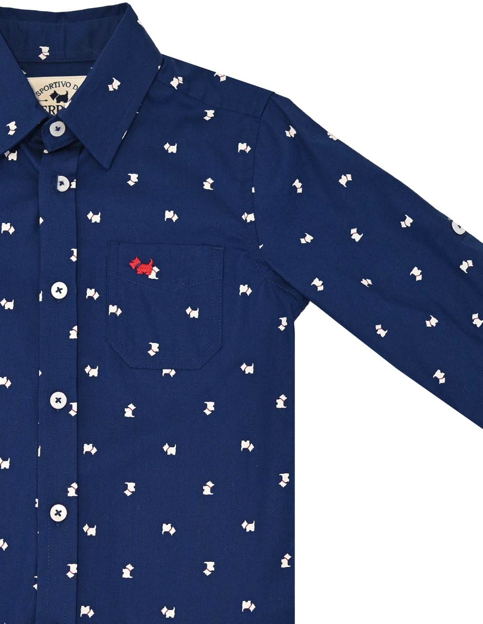 Camisa casual Cristof de algodón manga larga para bebé niño
