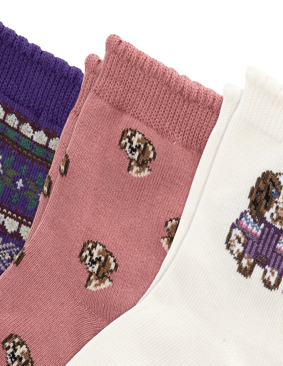 Set calcetín de algodón para bebé niña 3 pares 3