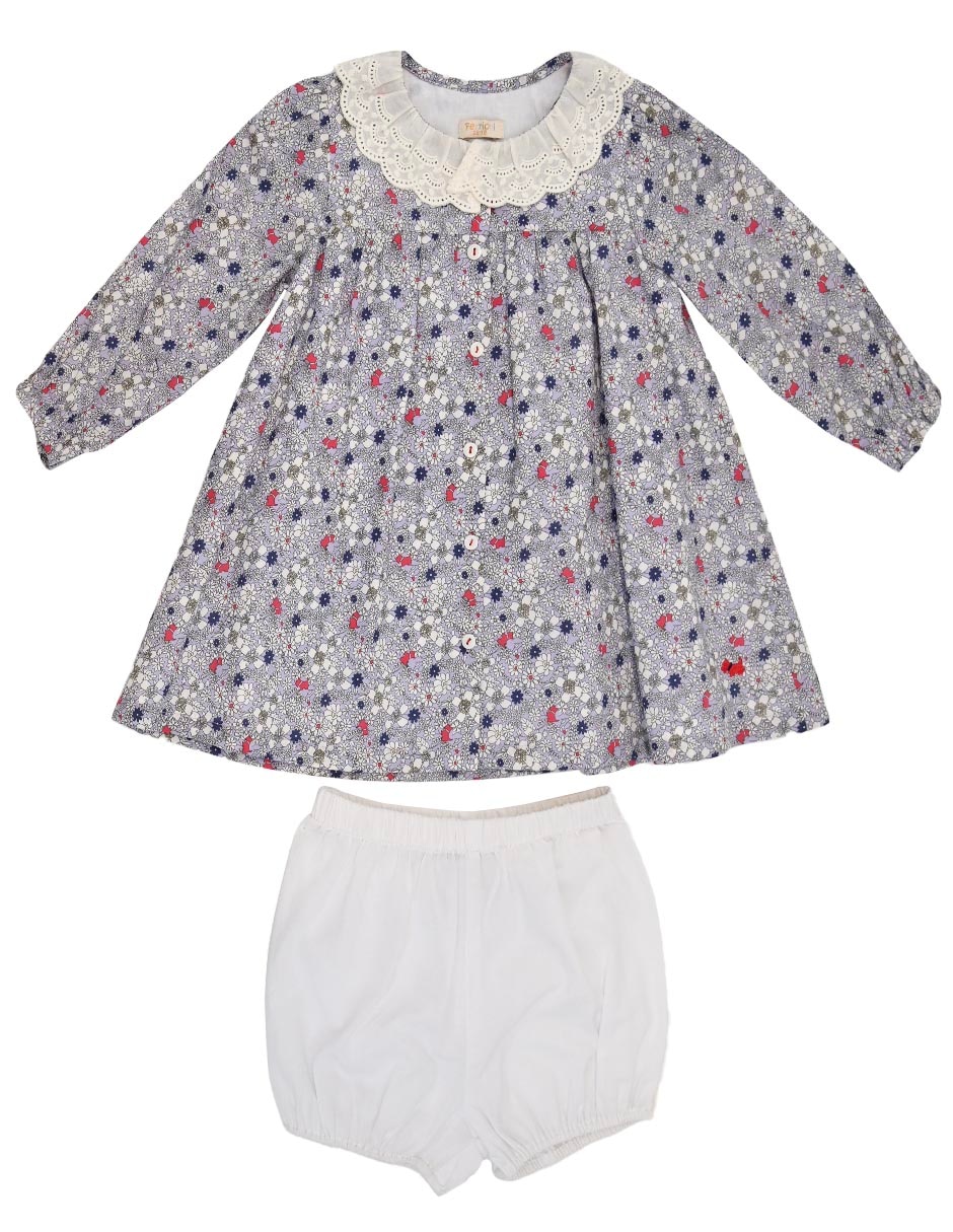 Vestido rustic manga regular para niña