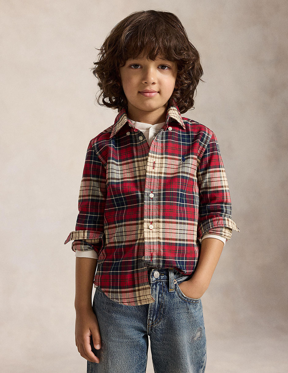 Camisa casual de algodón manga larga para bebé niño