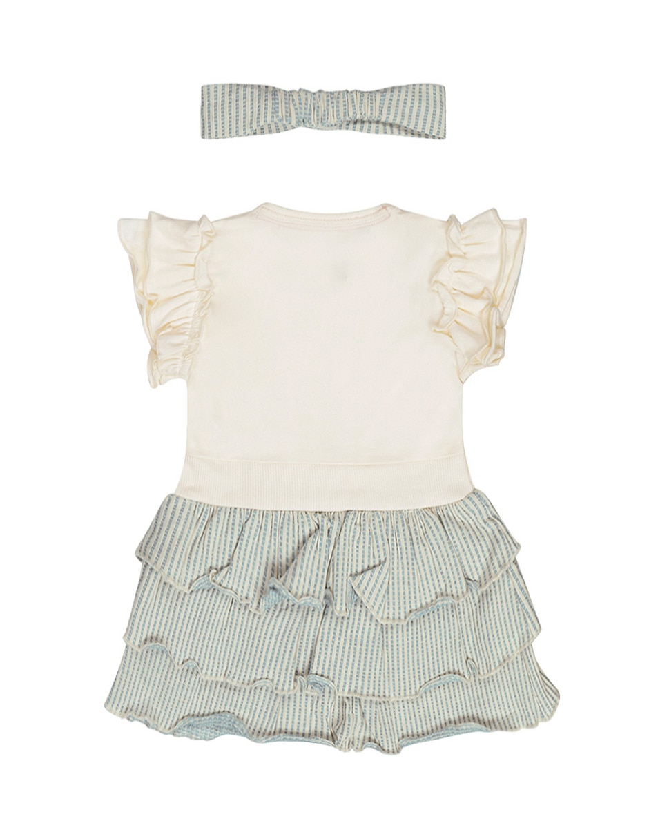 Vestido manga con pliegues para niña 2